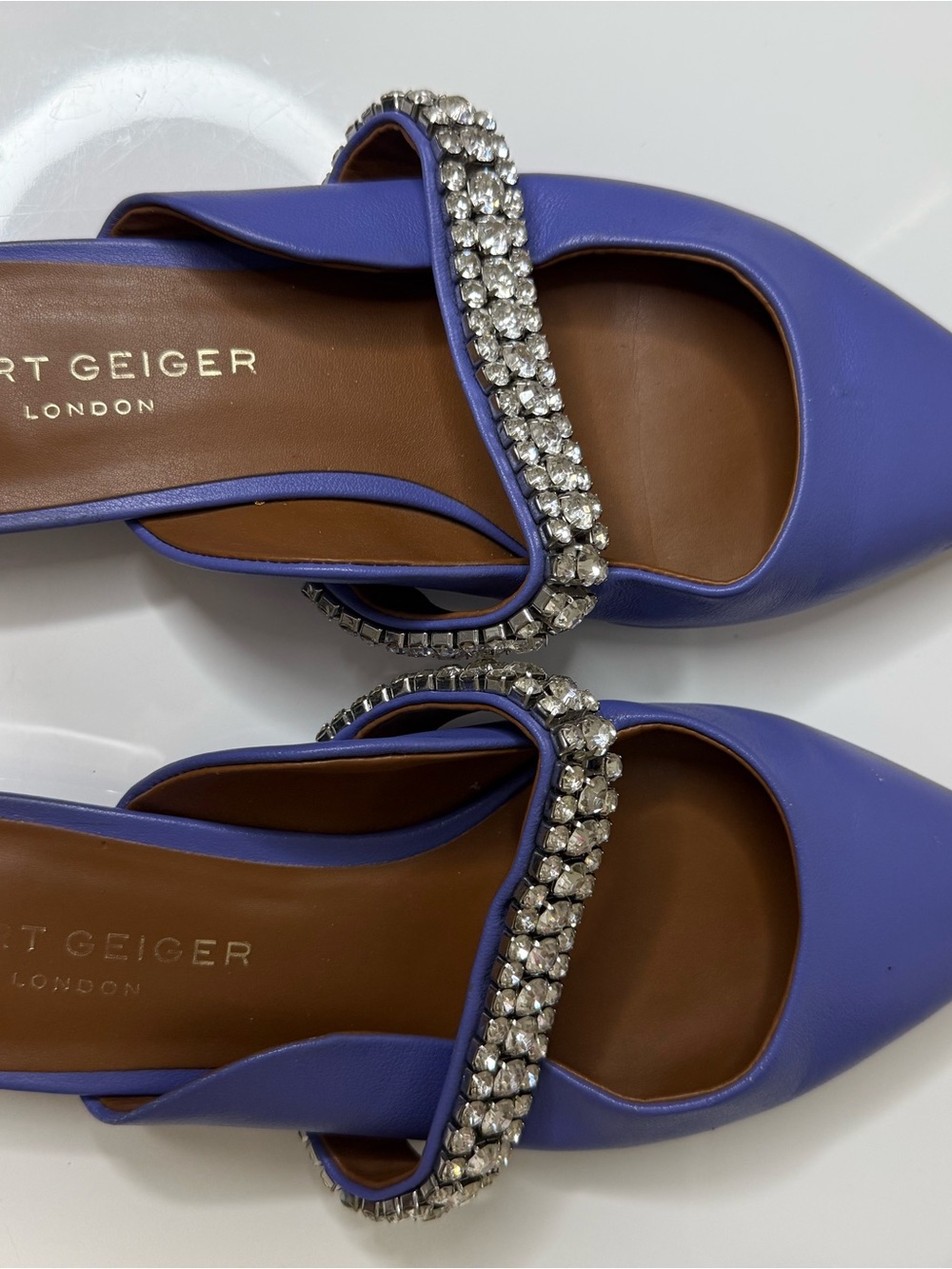 Kurt Geiger Lavender Crystal-Strap Pointed Mules - Picture 3 of 6